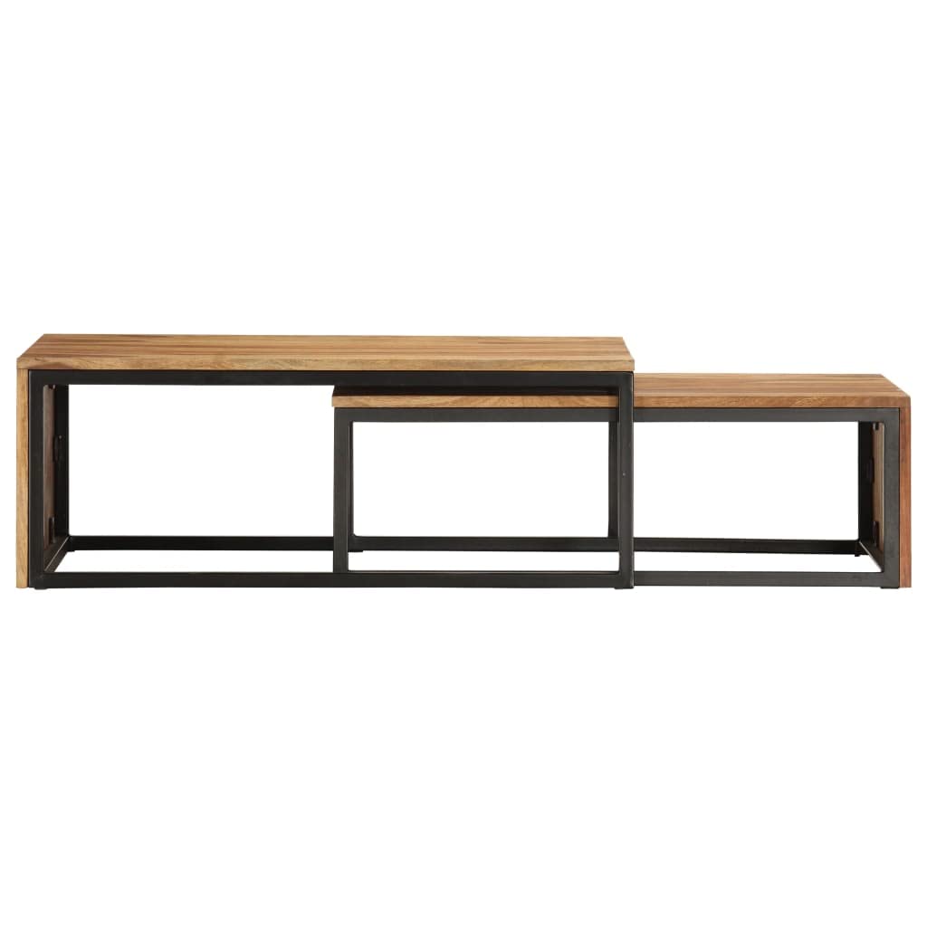 Brown Solid Sheesham Wood Nesting Coffee Table Set of 2 K16277