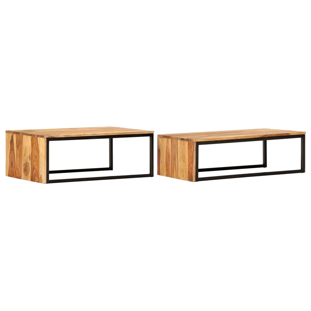 Brown Solid Sheesham Wood Nesting Coffee Table Set of 2 K16277