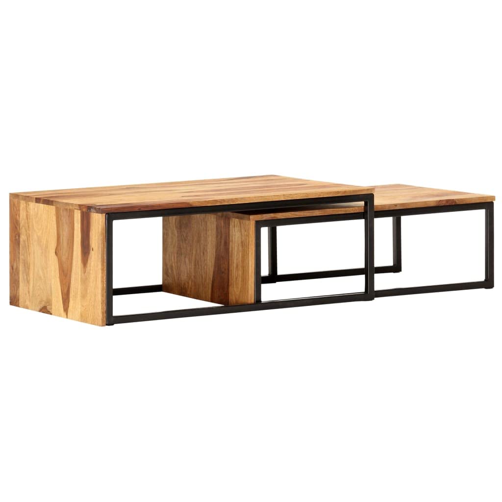 Brown Solid Sheesham Wood Nesting Coffee Table Set of 2 K16277