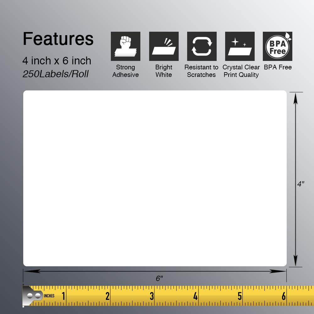 4" x 6" Shipping Thermal Label, 12 Roll/3000 Labels A691690