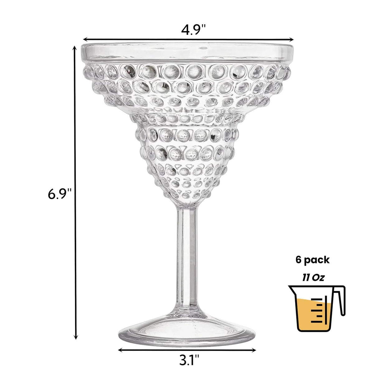 6 Pack 11oz Plastic Stemmed Margarita Glasses V271893