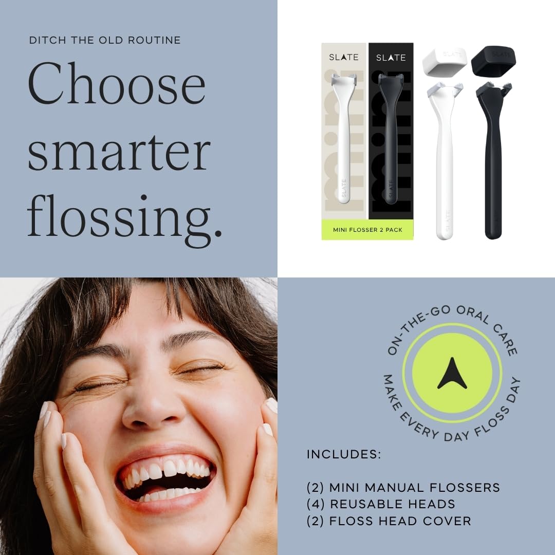 Black and White Reusable Floss Pick 2-Pack W77728