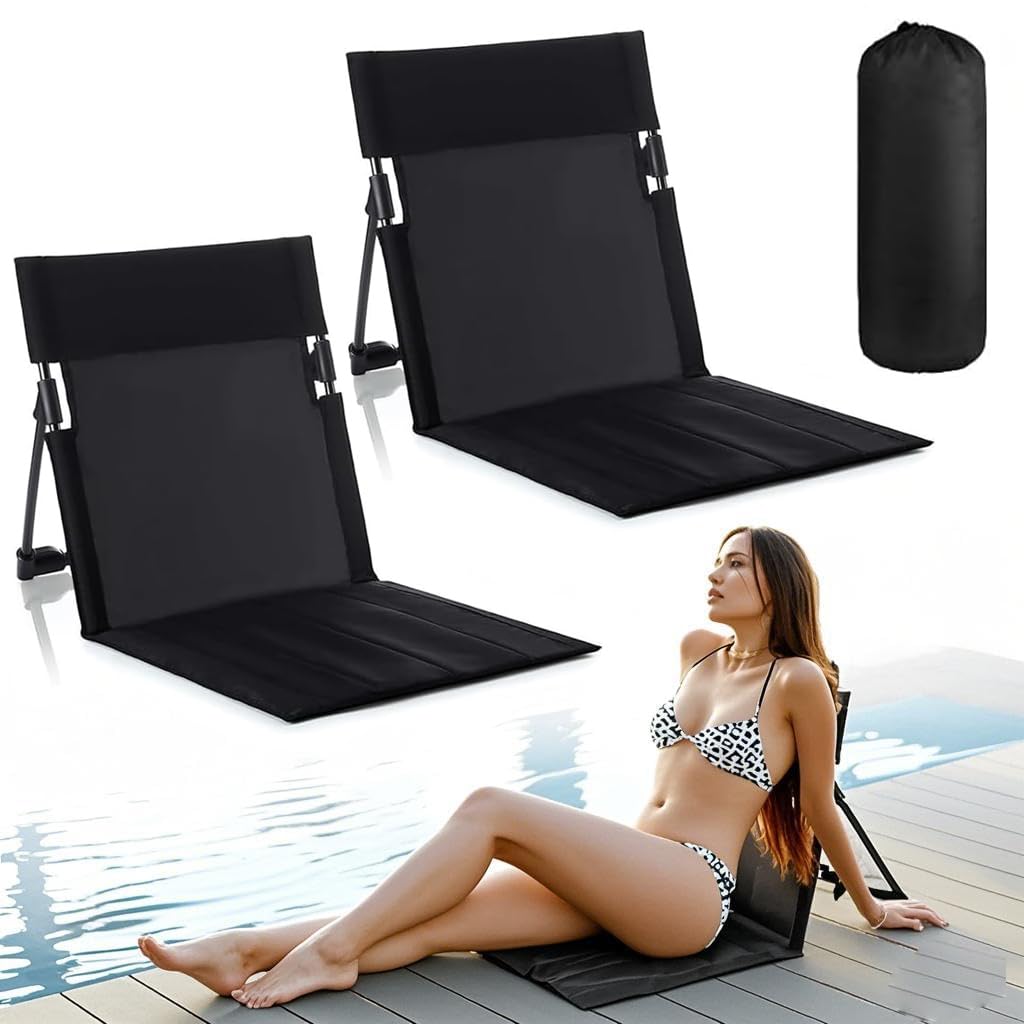 Black 2 Pack Foldable Poolside Chairs A538
