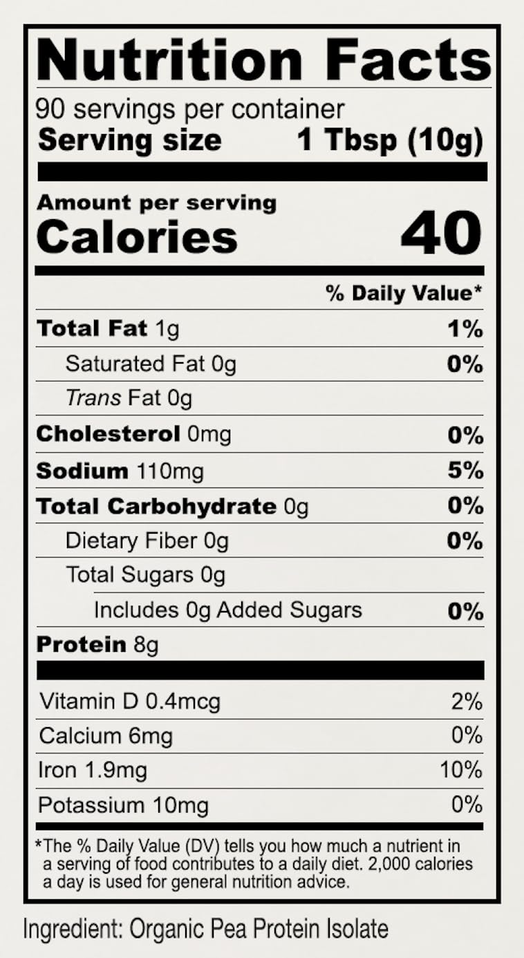 Organic Pea Protein Powder 2 lb Gluten Free Non GMO Unflavored Vegan V761