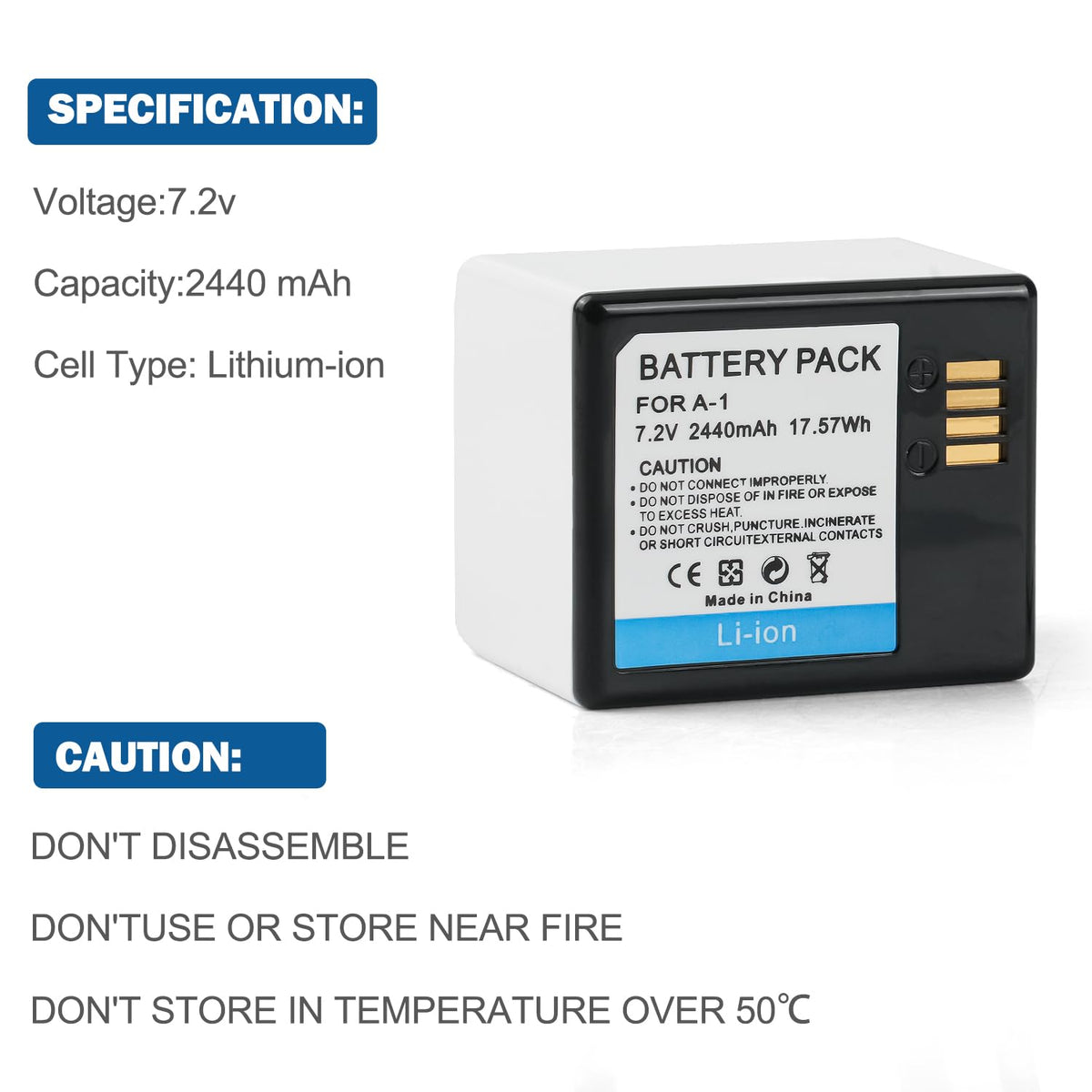 Rechargeable Battery 2Pack 2440mAh Y114