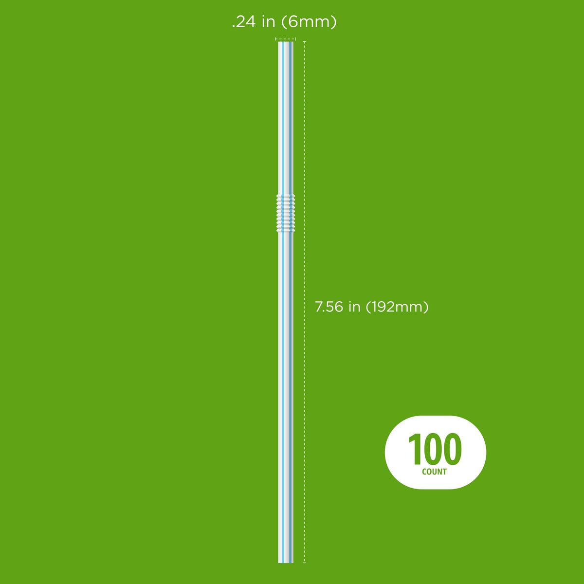 Disposable Striped Plastic Flex Straws, 100 Count P8190
