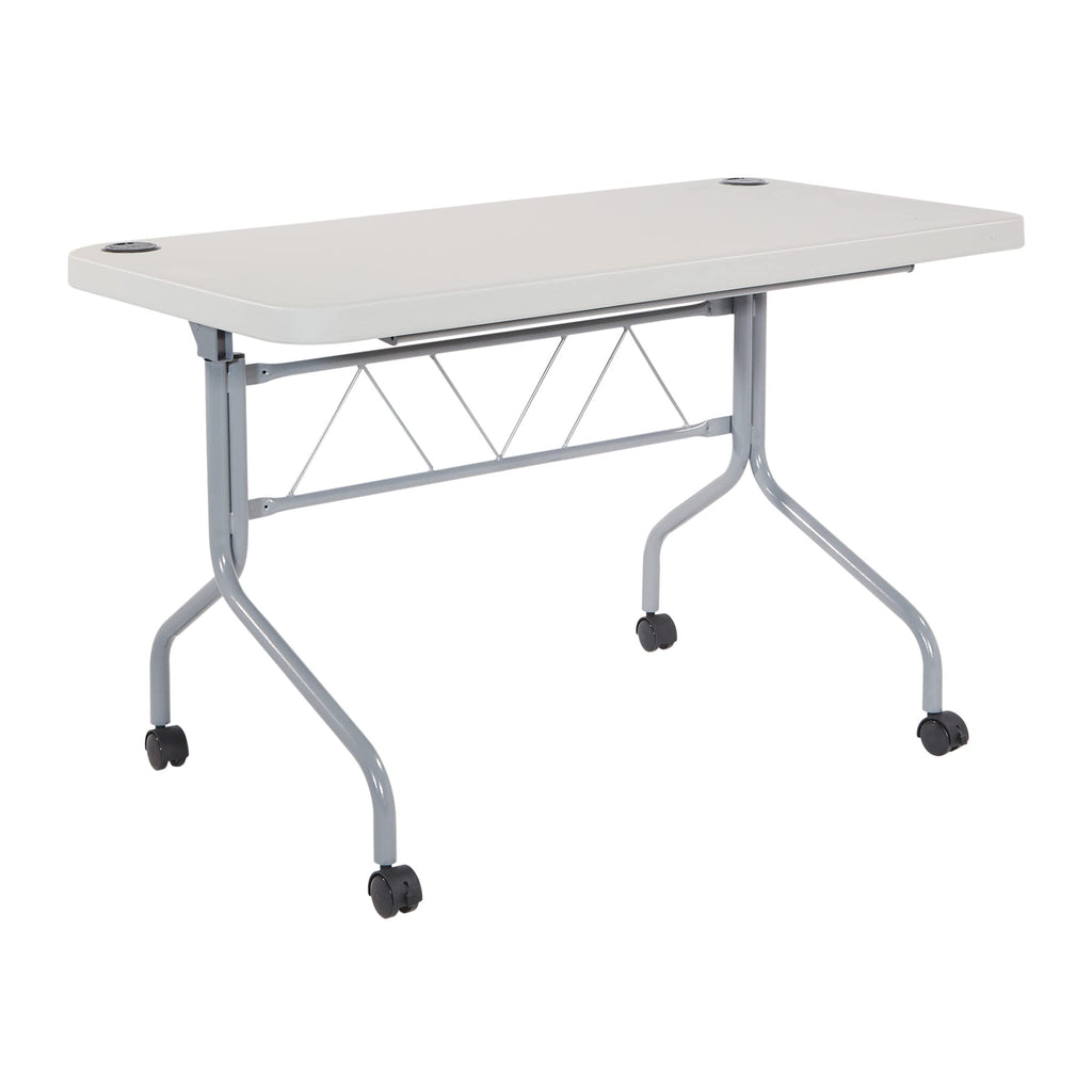 Light Gray Resin Multipurpose Flip Training Table with Locking Casters J380911