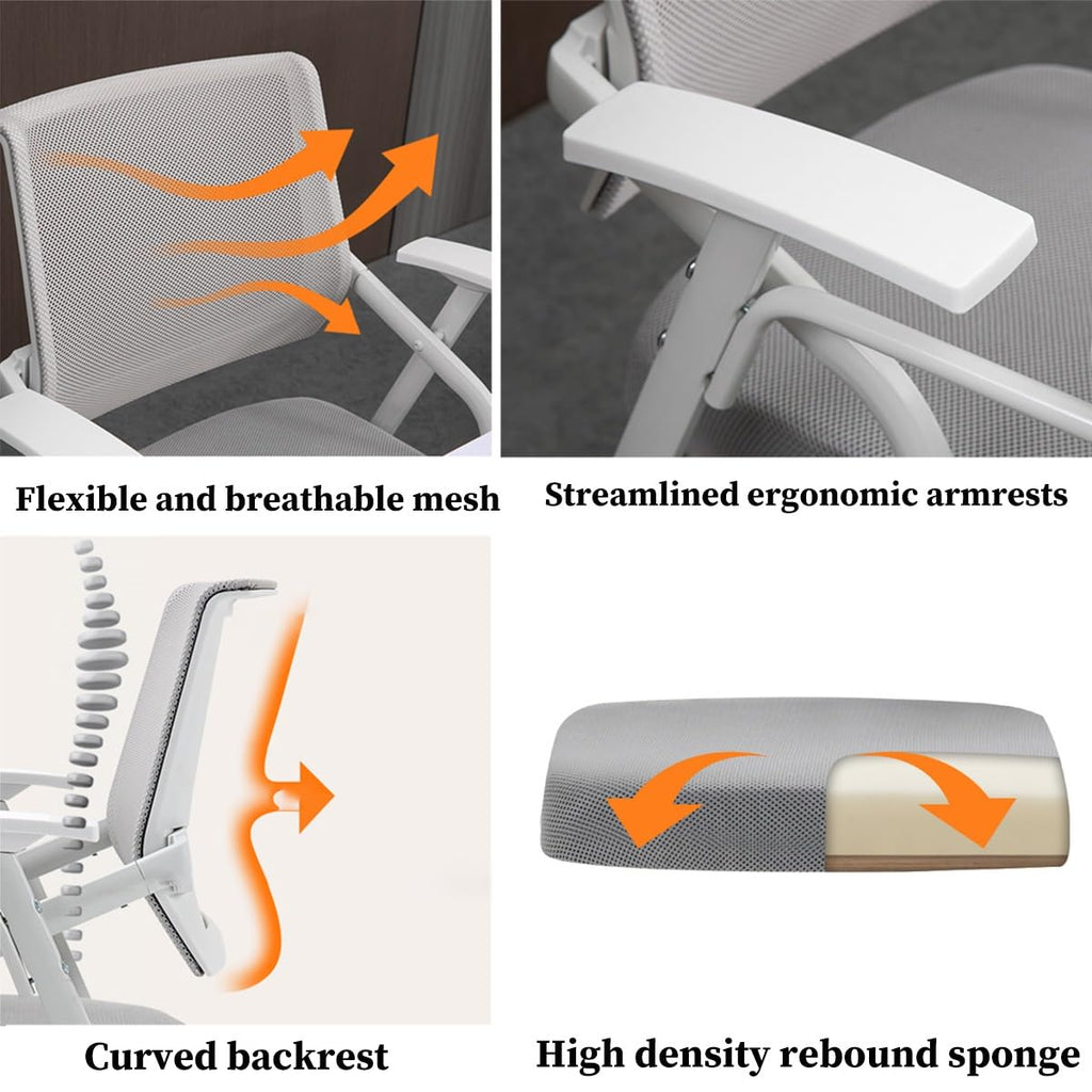 Orange Mesh Folding Office Chair with Writing Board V3466