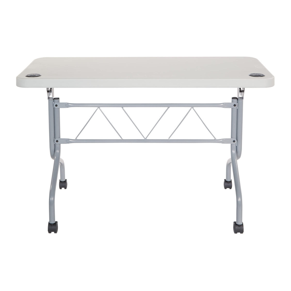 Light Gray Resin Multipurpose Flip Training Table with Locking Casters J380911