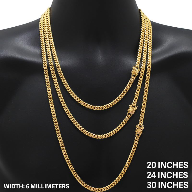 316L Stainless Steel Cuban Link Chain Necklace Bracelet C4182