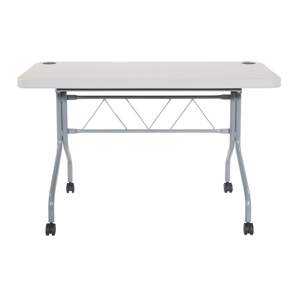 Light Gray Resin Multipurpose Flip Training Table with Locking Casters J380911