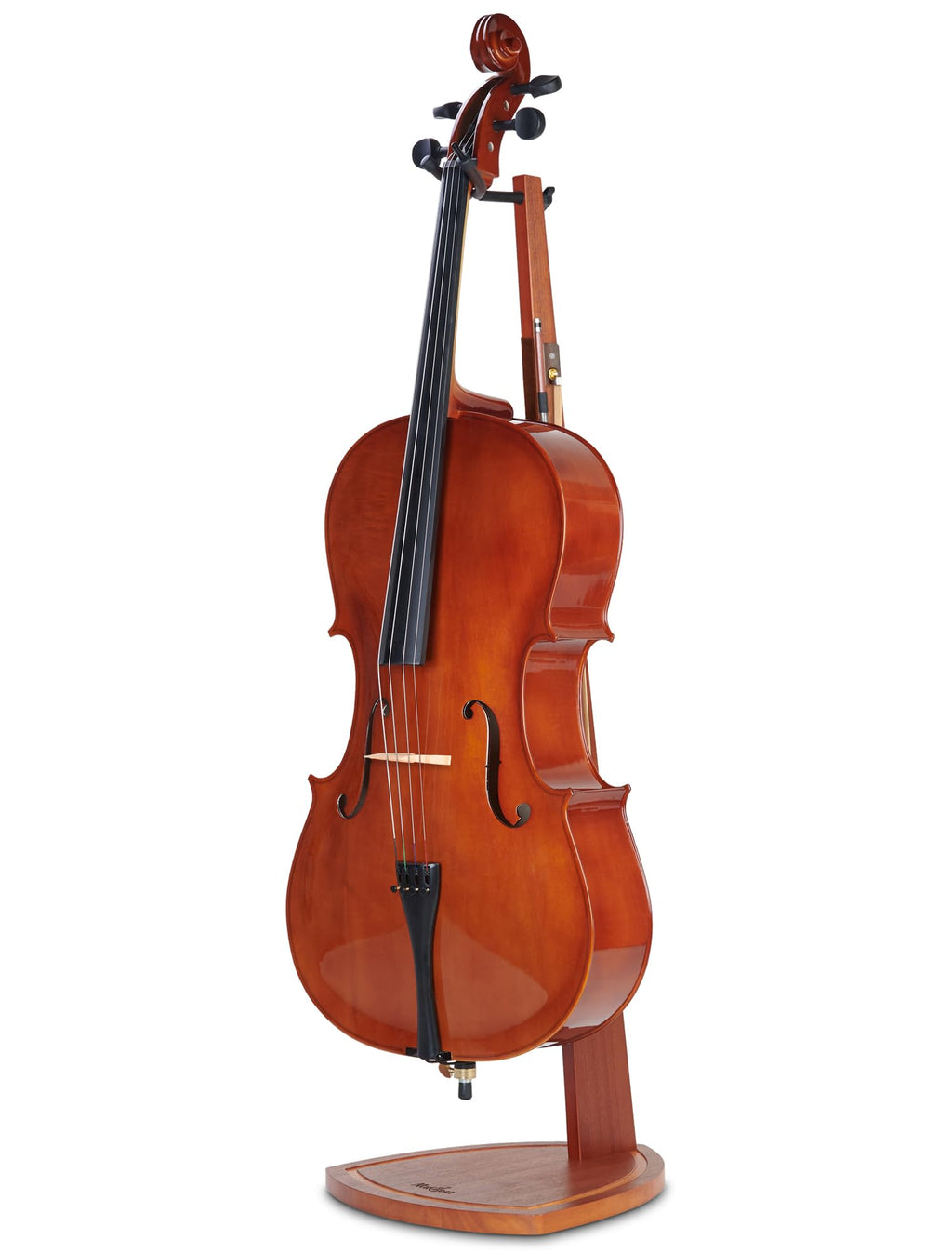 Mahogany Wood Cello Stand with Bow Holder W768