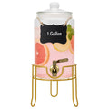 1 Gallon Glass Beverage Dispenser with Glass Airtight Lid and Stainless Steel Spigot W808874