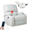 Light Grey Faux Leather Rocking Recliner Chair with Massage and Heat A8700