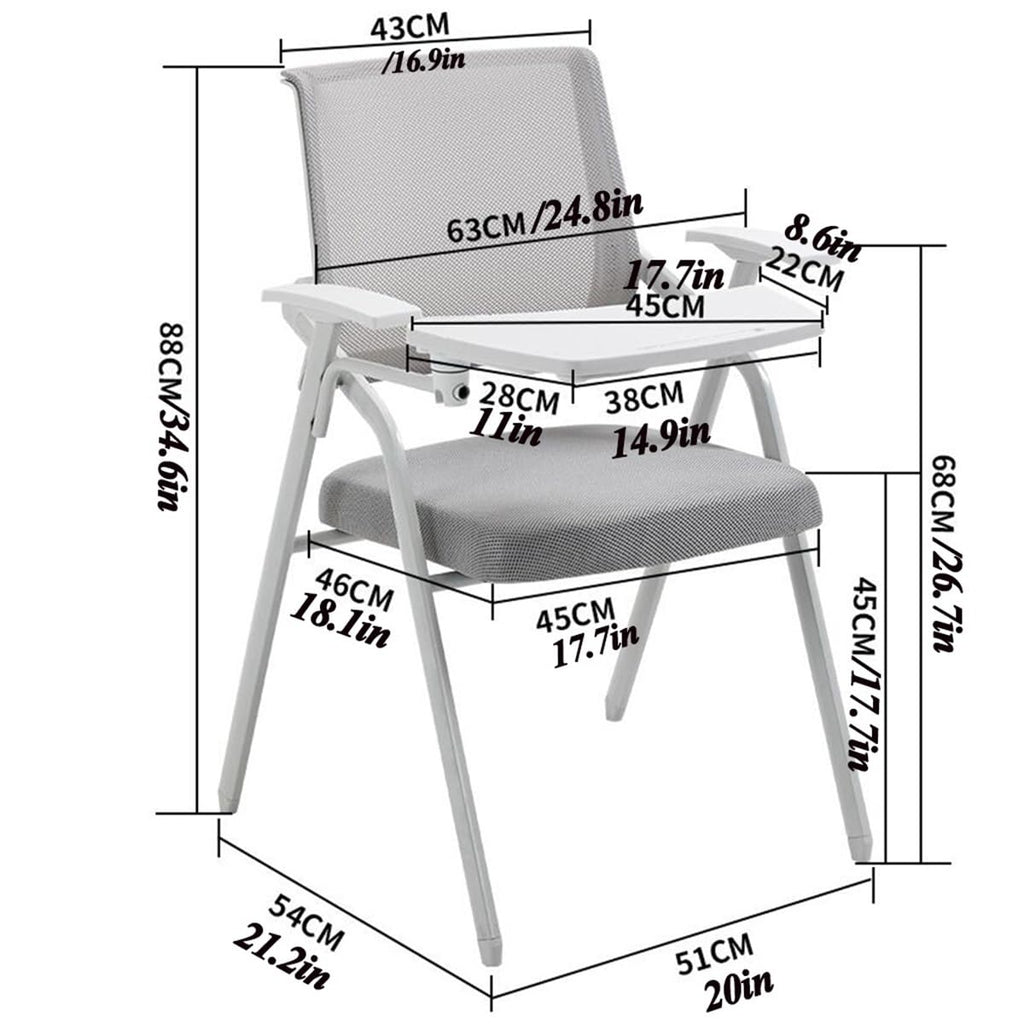 Orange Mesh Folding Office Chair with Writing Board V3466