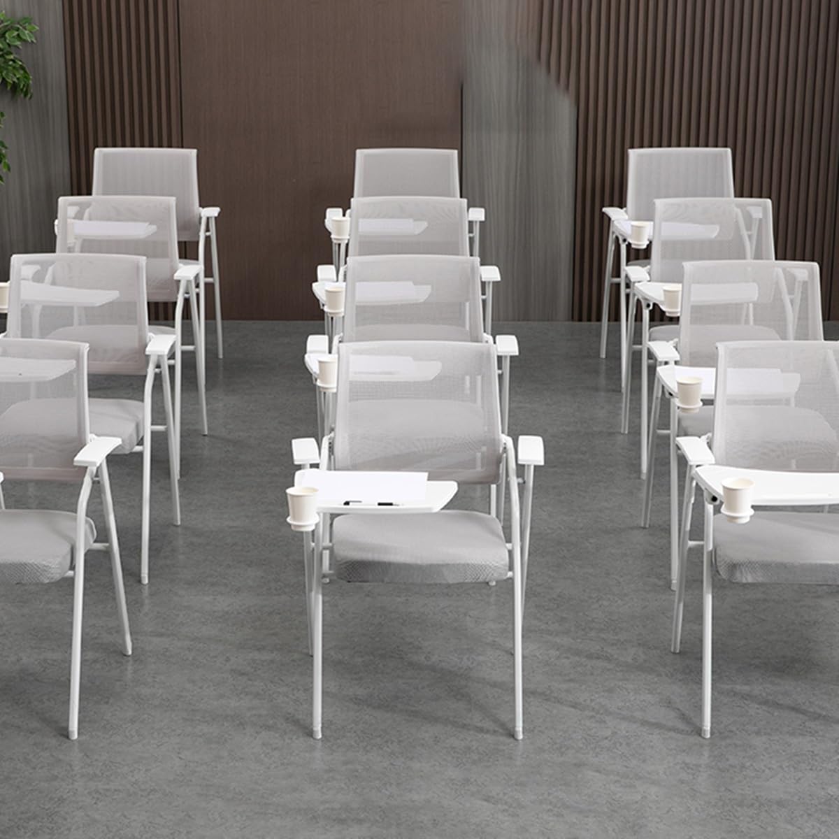 Orange Mesh Folding Office Chair with Writing Board V3466