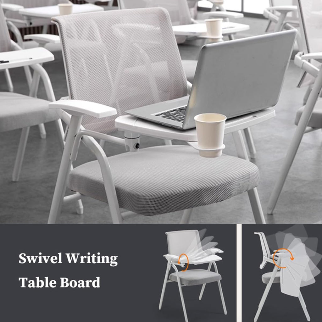 Orange Mesh Folding Office Chair with Writing Board V3466