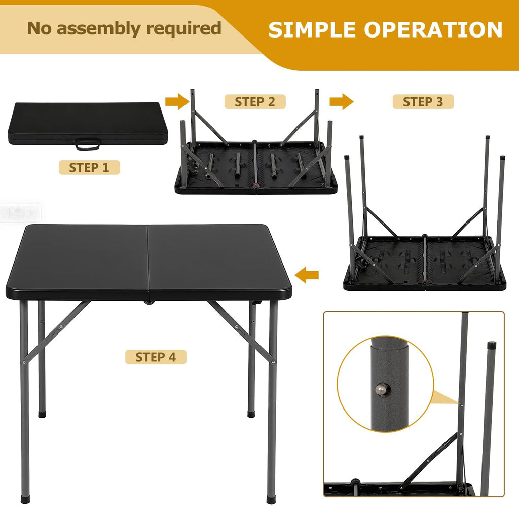 34" Black Folding Card Table B728803
