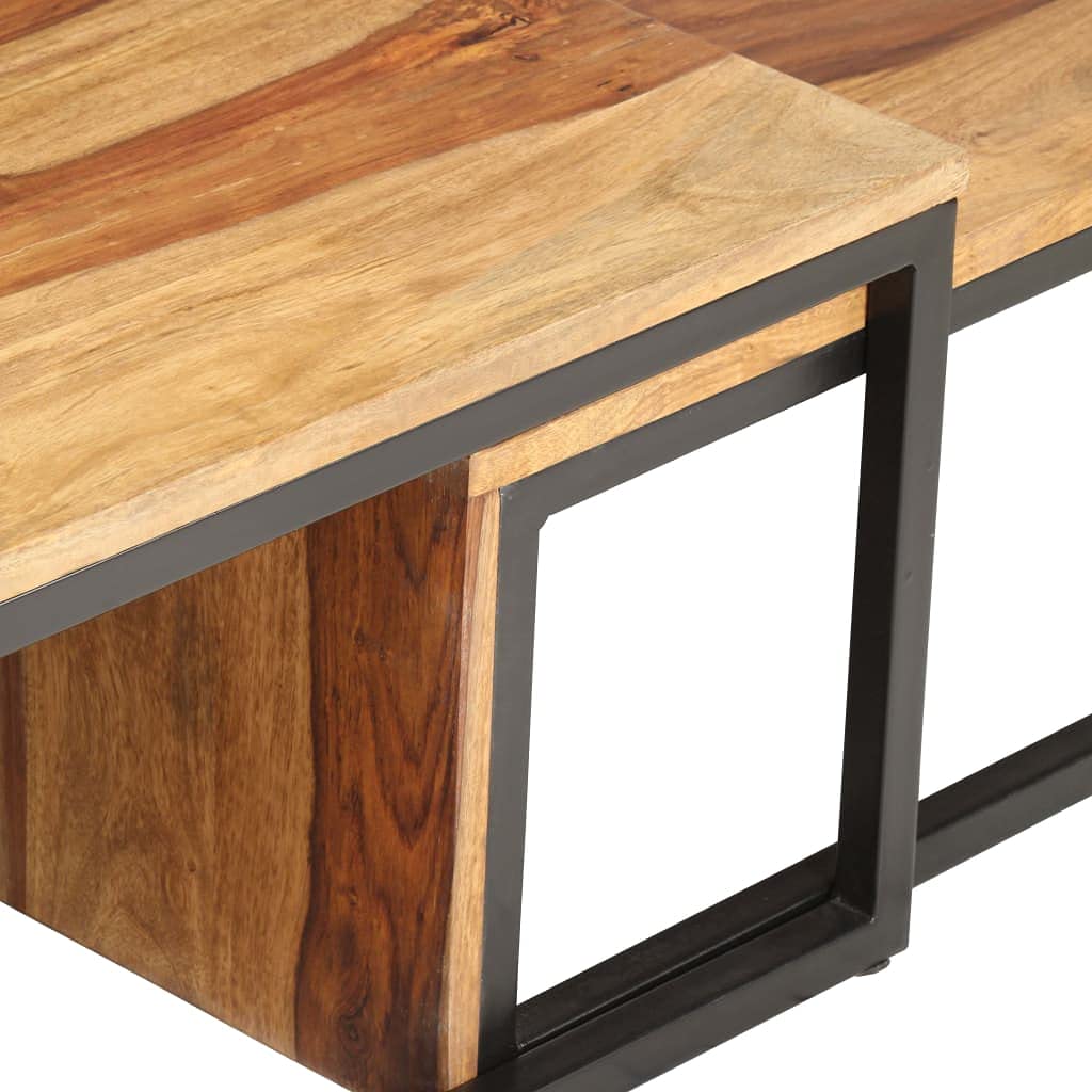 Brown Solid Sheesham Wood Nesting Coffee Table Set of 2 K16277