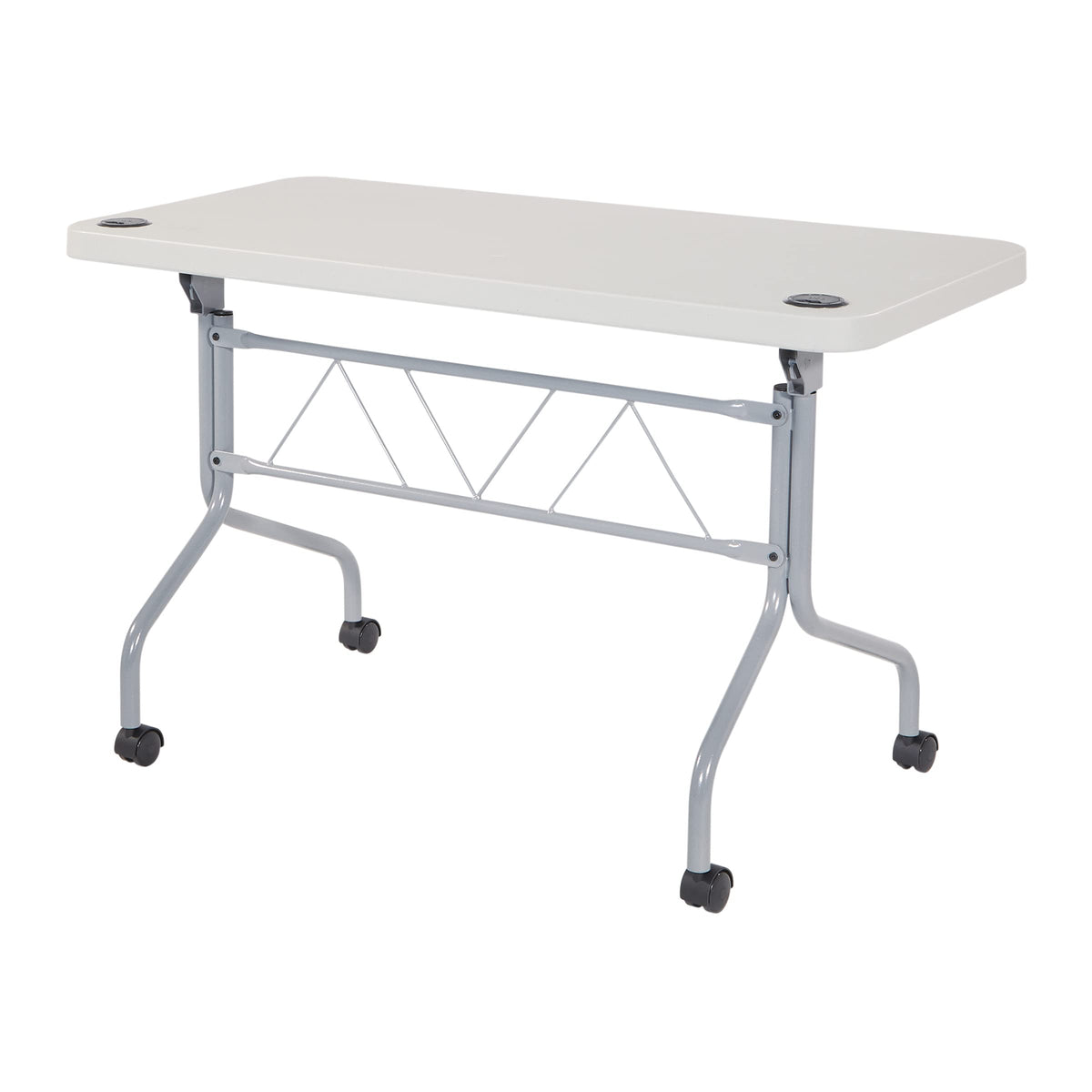 Light Gray Resin Multipurpose Flip Training Table with Locking Casters J380911