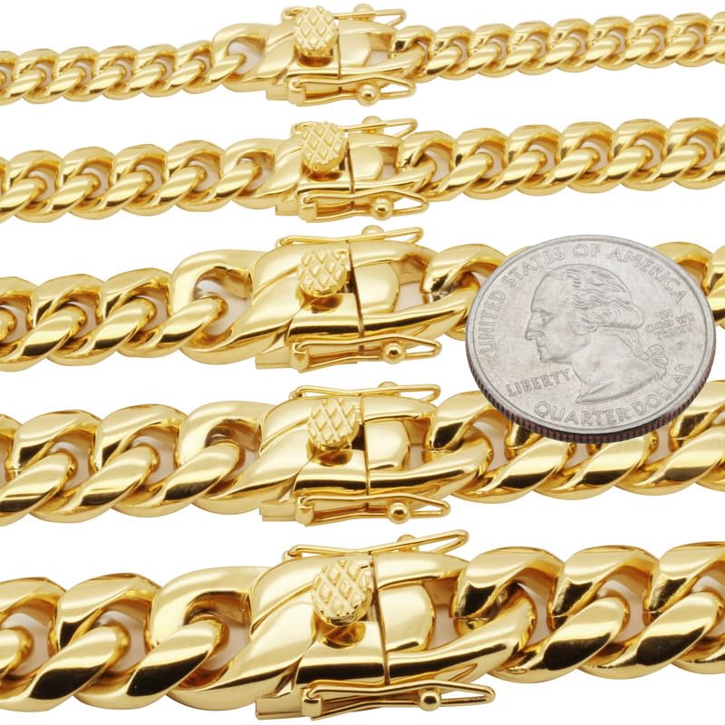 316L Stainless Steel Cuban Link Chain Necklace Bracelet C4182