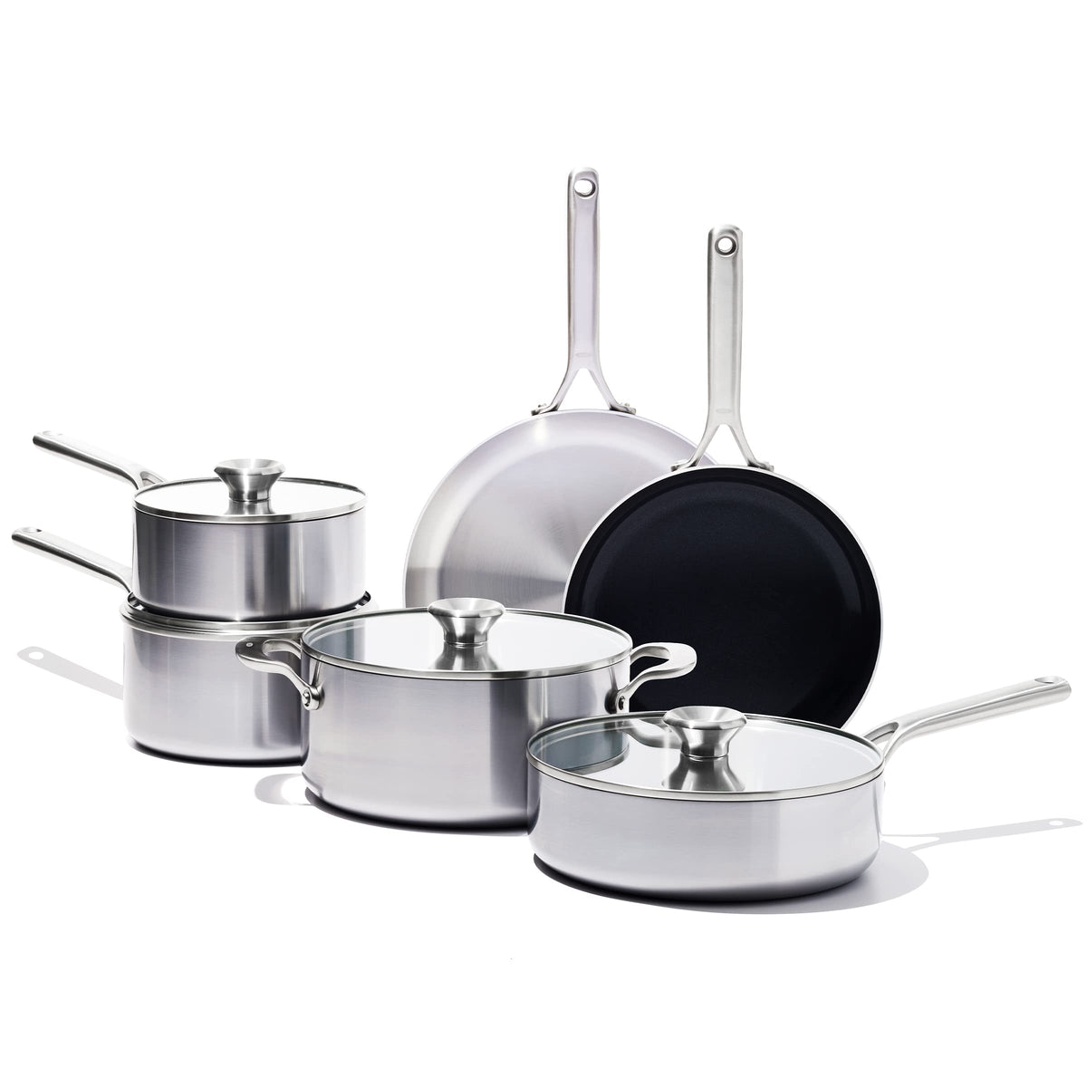 10 Piece Stainless Steel Cookware Set with Ceramic Nonstick Frying Pan L5839