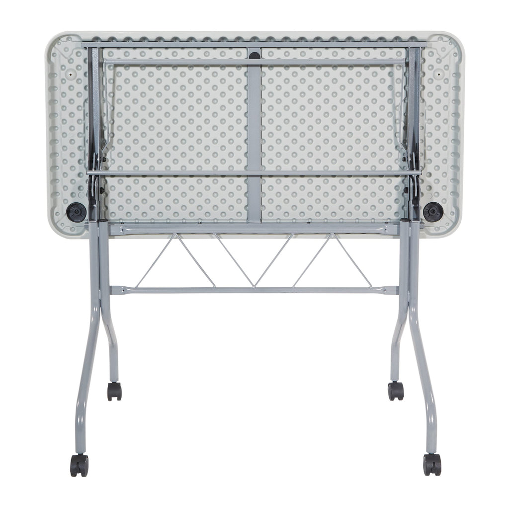 Light Gray Resin Multipurpose Flip Training Table with Locking Casters J380911