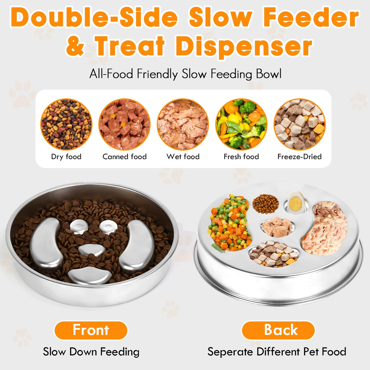 Stainless Steel 2 Pack Slow Feed Dog Bowl Z640