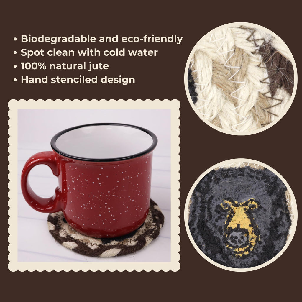 Black Braided Jute Woven Coasters Set of 2 T69096