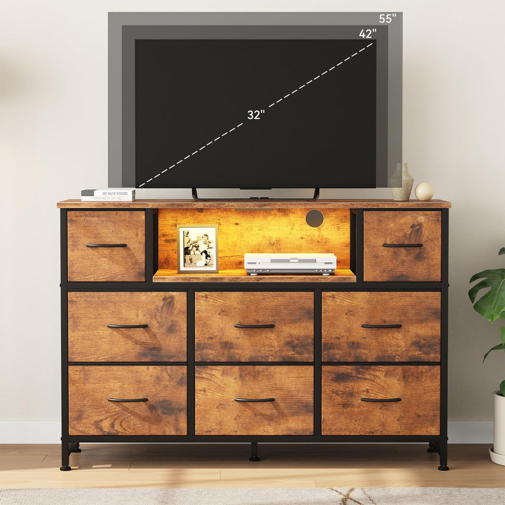 LED TV Stand Dresser with Charging Station K84873