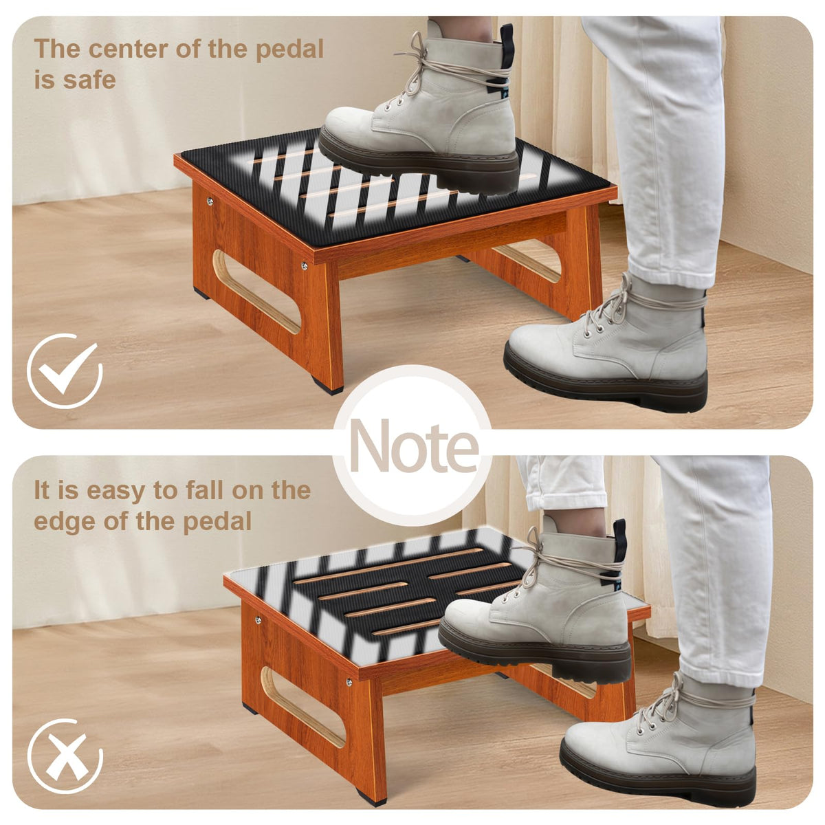 Brown Bed Step Stool with Handles K216706