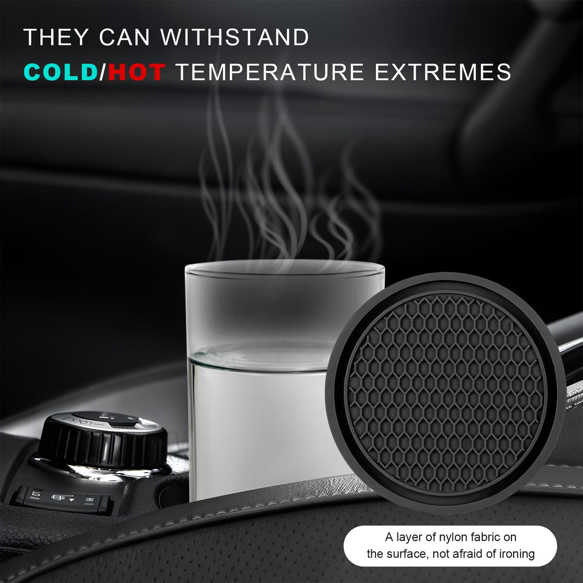 Black Non-Slip Silicone Car Cup Coasters H8088