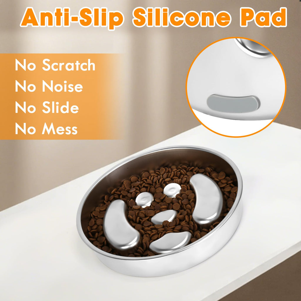 Stainless Steel 2 Pack Slow Feed Dog Bowl Z640