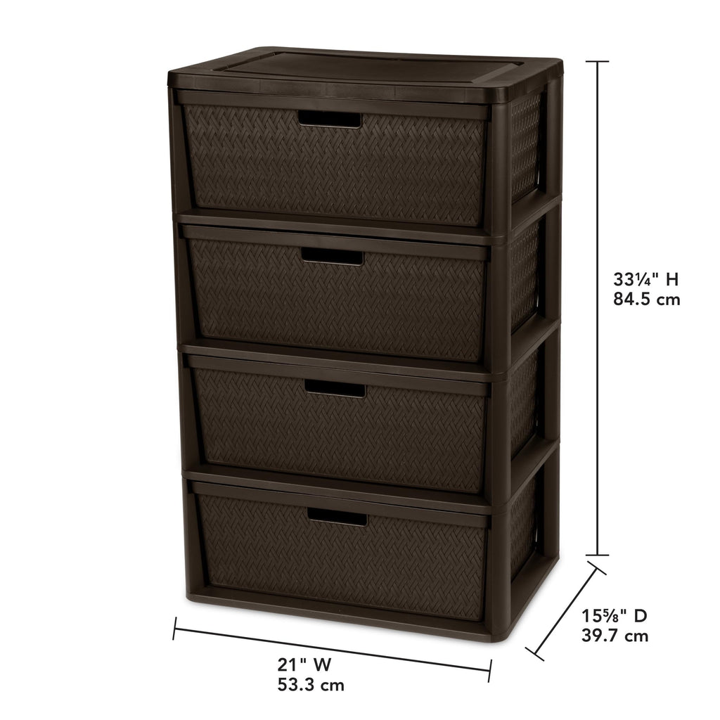 Brown 4 Drawer Storage Tower O862638