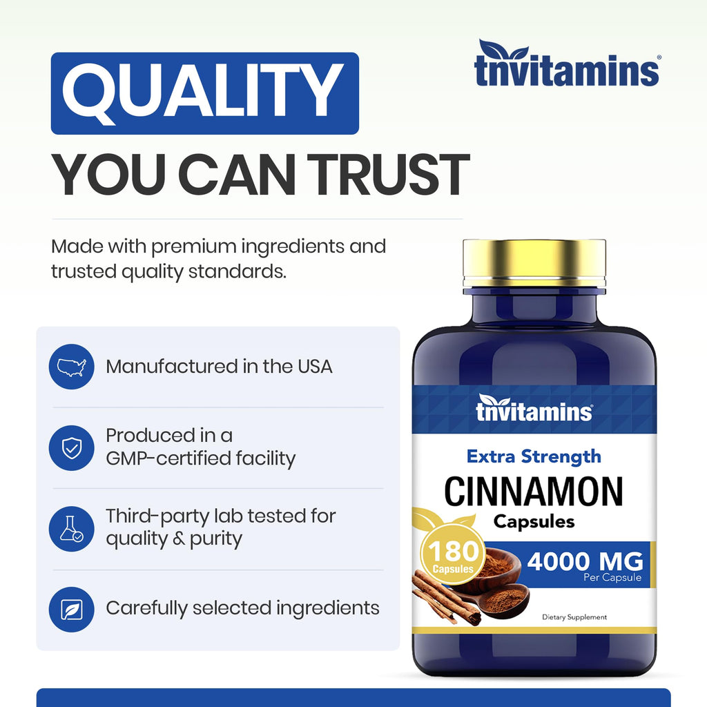 Cinnamon Capsules 4,000 mg Equivalent 180 Capsules Y95442