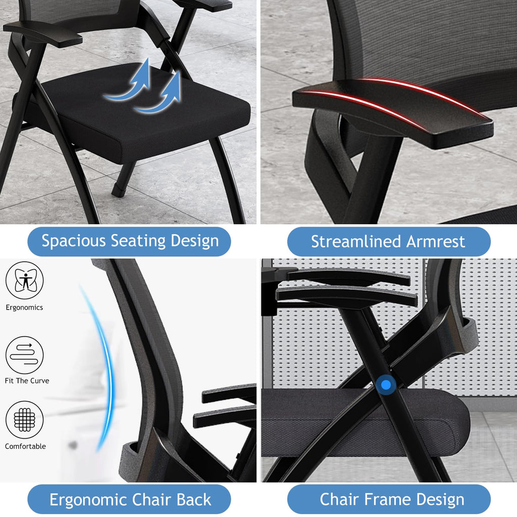 Foldable Mesh Office Chair with Back Armrest, 4pcs, Orange T201