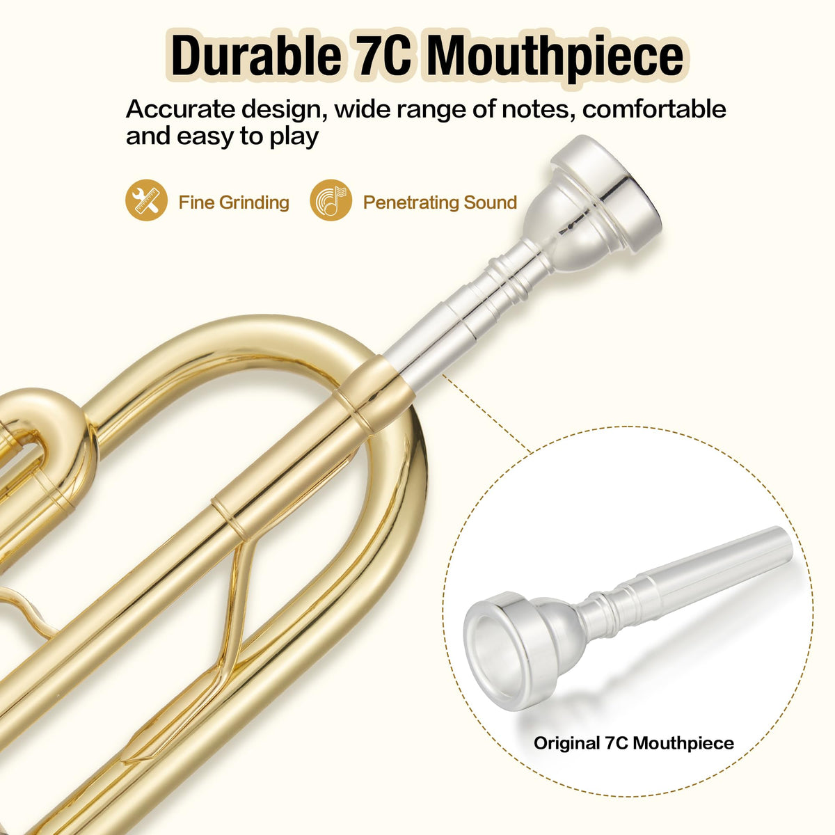 Brass Standard Trumpets with Bag, Mouthpiece, Strap, Gloves, Cleaning Cloth, Trumpet Oil G94670