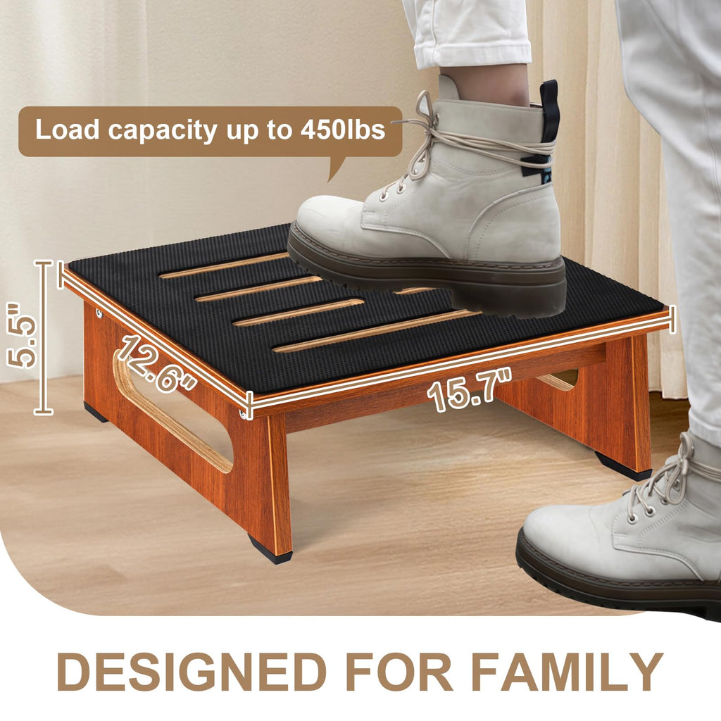 Brown Bed Step Stool with Handles K216706