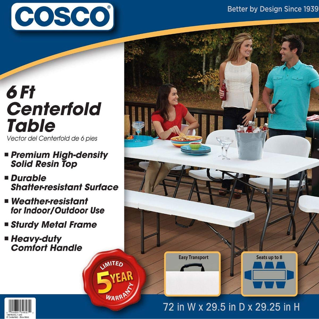 6 Foot Folding Table White T9034