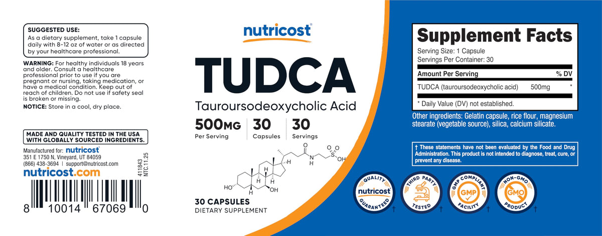 Tudca 500mg 30 Capsules Gluten Free D184064