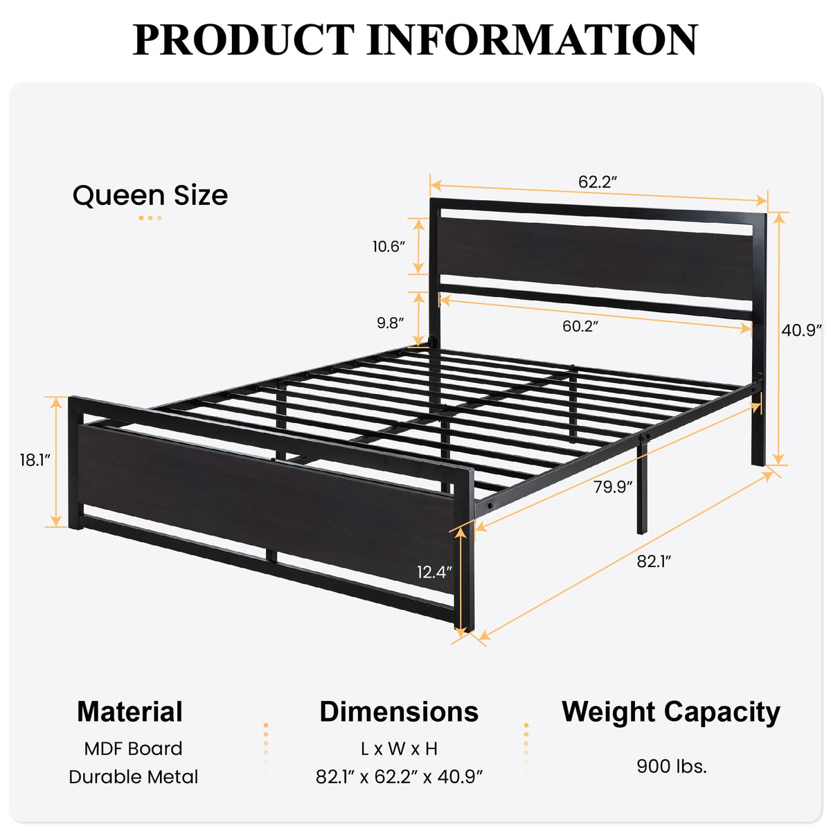 Queen Size Bed Frame with Headboard Y9905