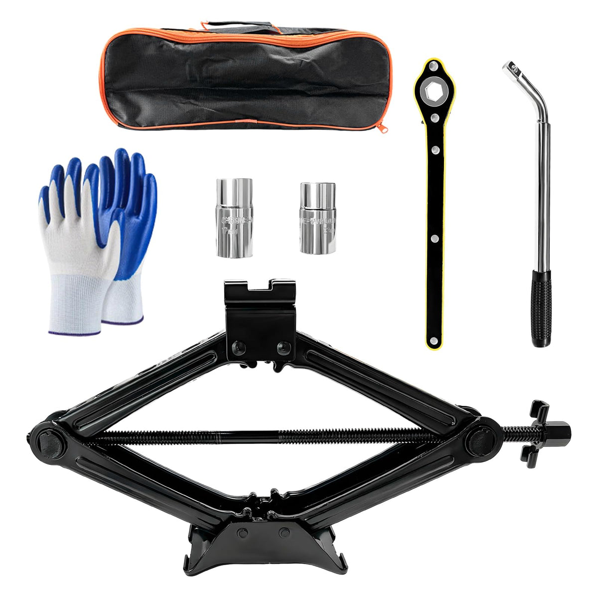 2 Ton Portable Scissor Jack with Lug Wrench V473