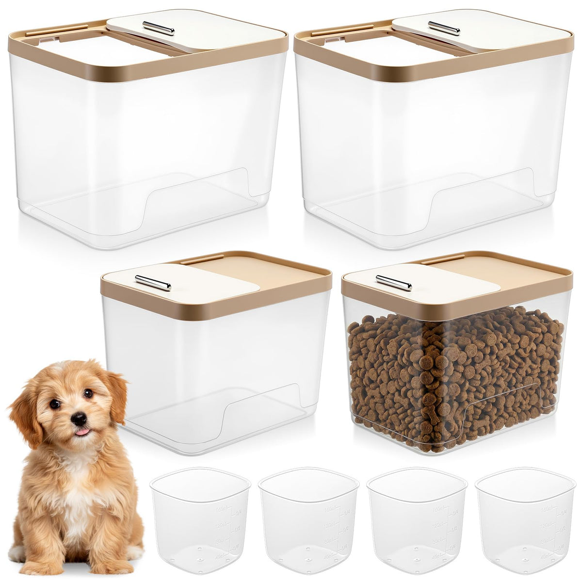 4 Pcs Clear Dog Food Storage Containers L789