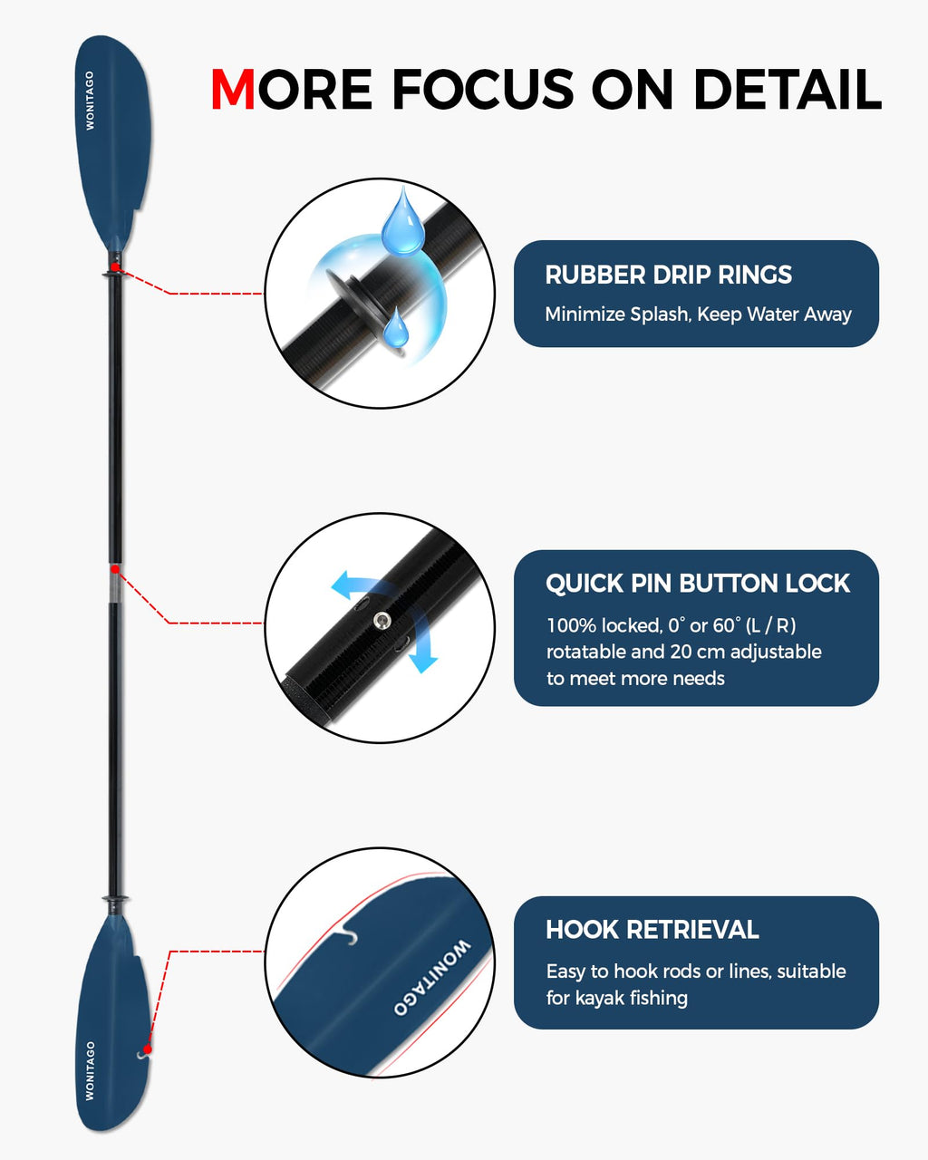 Adjustable Fiberglass Kayak Paddle W620814