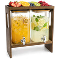 2 PCS 1.2 Gallon Glass Drink Dispenser with Stand and Serving Tray D5847