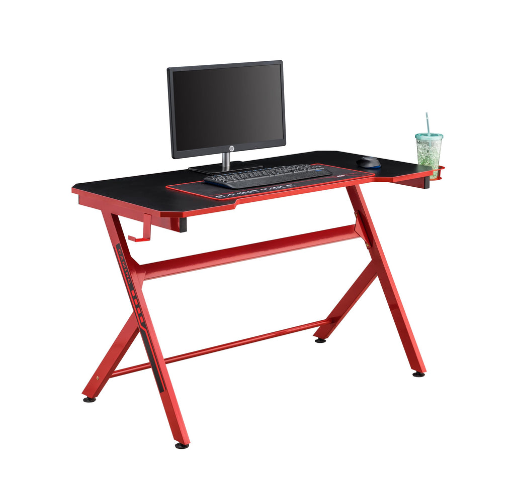48" Black Red Gaming Computer Desk with Cup Holder P402655