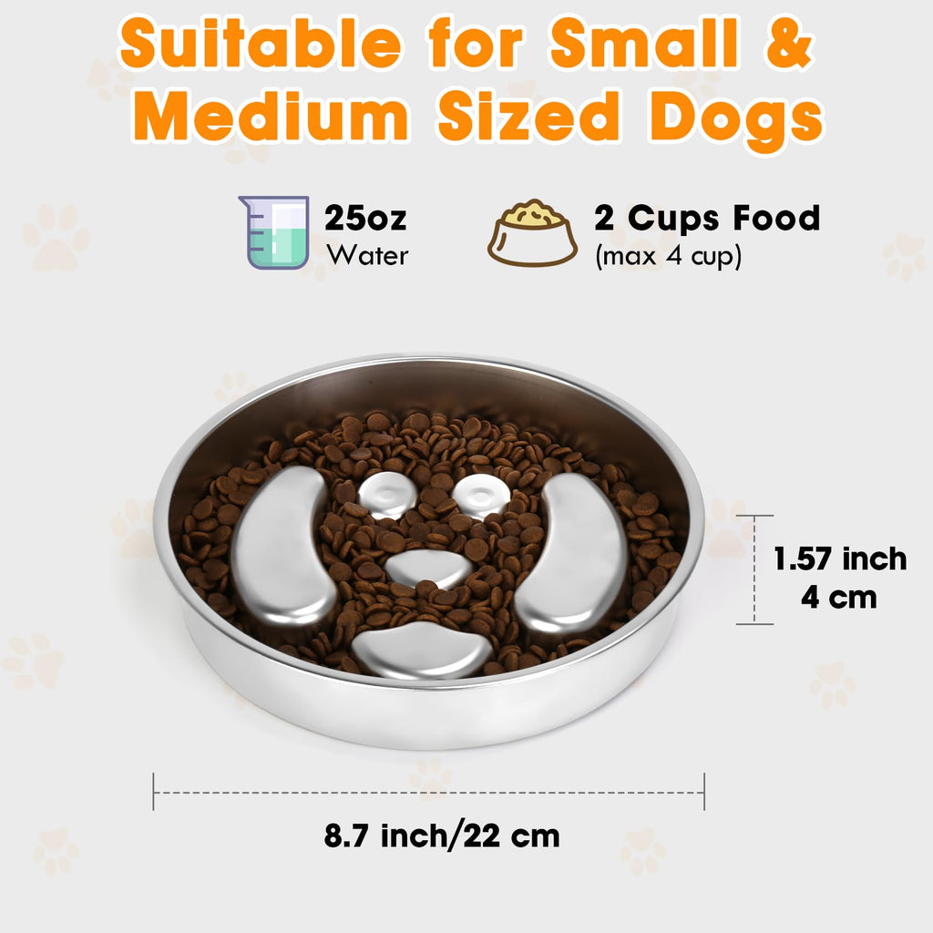 Stainless Steel 2 Pack Slow Feed Dog Bowl Z640