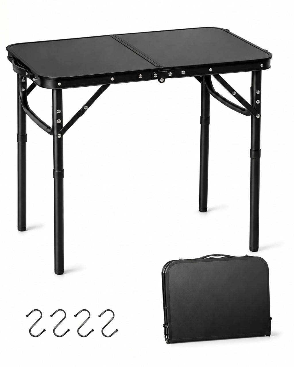 Small Portable Folding Camping Table with Handle, Black B784