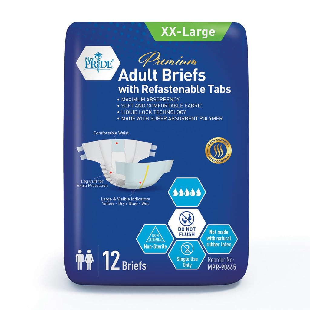 Adult Incontinence Briefs with Tabs, XX-Large, Bag of 12 T631