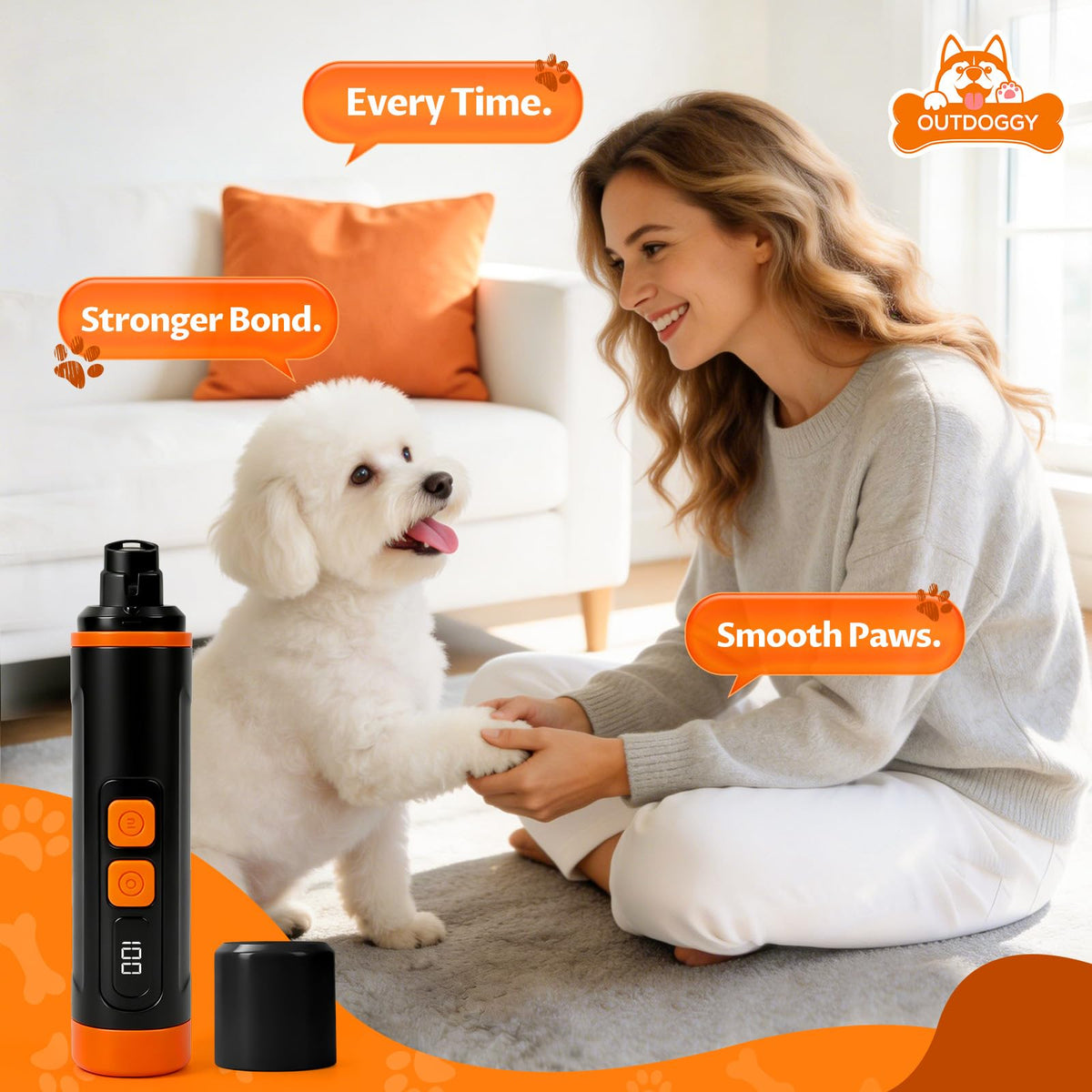 Dog Nail Grinder, Quiet 3-Speed with LED & Safety Guard B5555